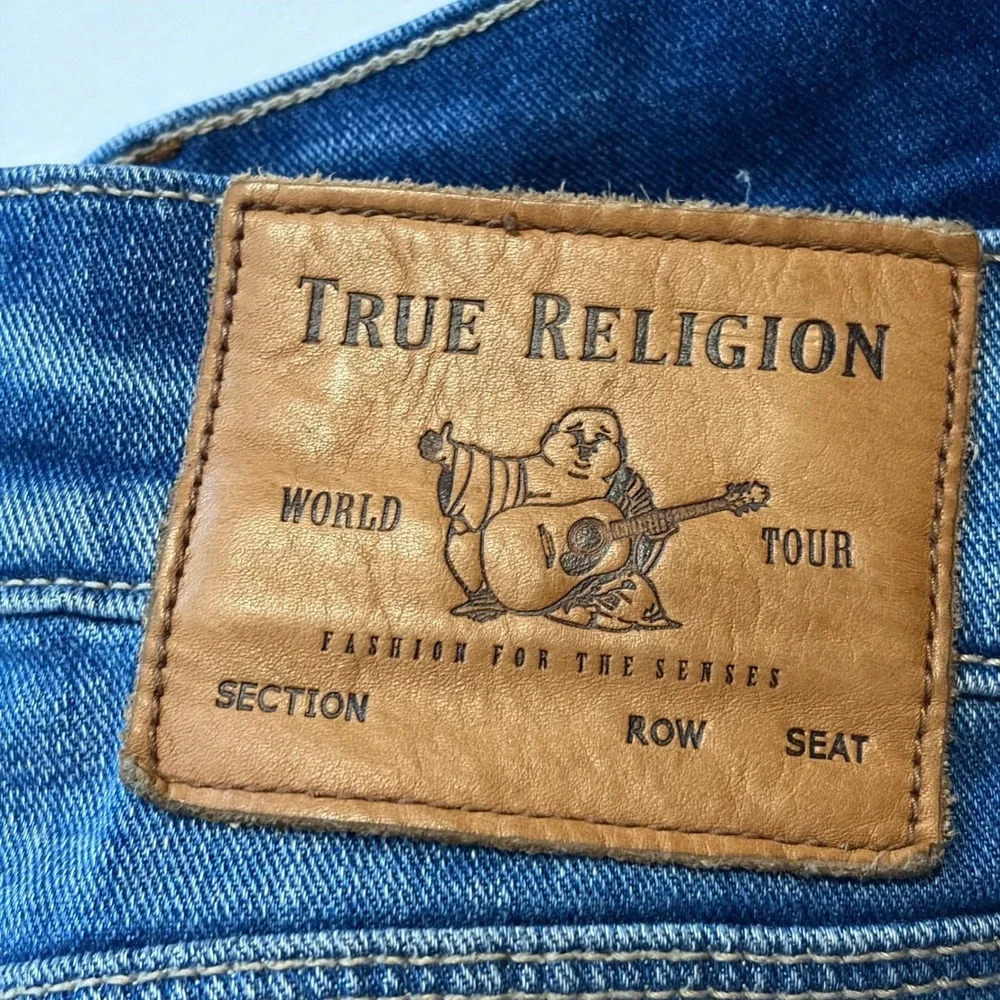 True Religion Geno Relaxed Slim Distressed Blue Denim Jeans Mens 30